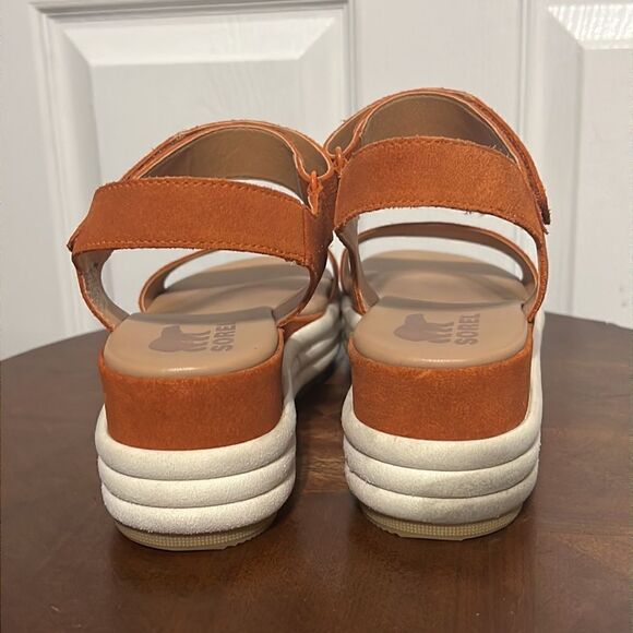 🔥🔥 SOREL Womens Cameron Flatform Orange Ankle Strap Sandals Sz 10 - EUC - Picture 6 of 9
